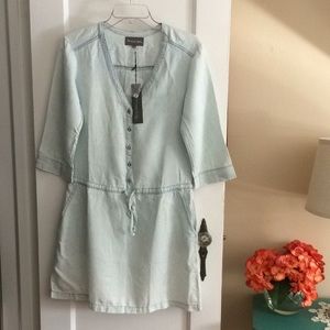 NWT Michael Stars Bleach Wash Linen Denim  Dress